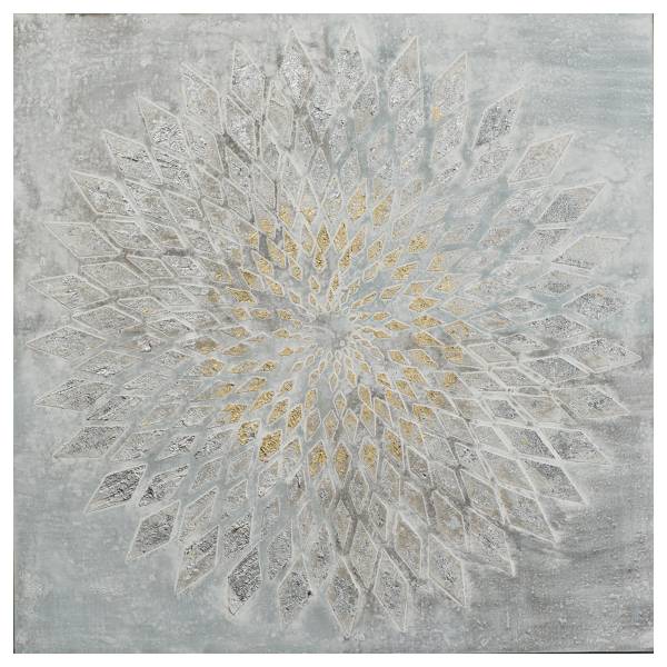 Leinwandbild Elegantes Mandala Multicolor - Mischgewebe - Pinie - 80 x 80 x 3.7 cm