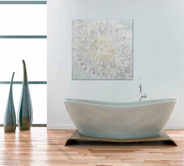 Leinwandbild Elegantes Mandala Multicolor - Mischgewebe - Pinie - 80 x 80 x 3.7 cm