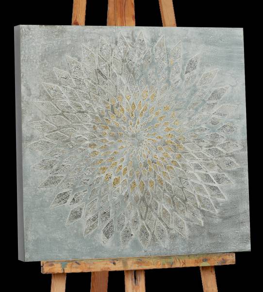 Leinwandbild Elegantes Mandala Multicolor - Mischgewebe - Pinie - 80 x 80 x 3.7 cm