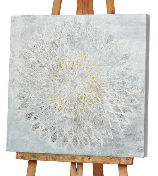 Leinwandbild Elegantes Mandala Multicolor - Mischgewebe - Pinie - 80 x 80 x 3.7 cm