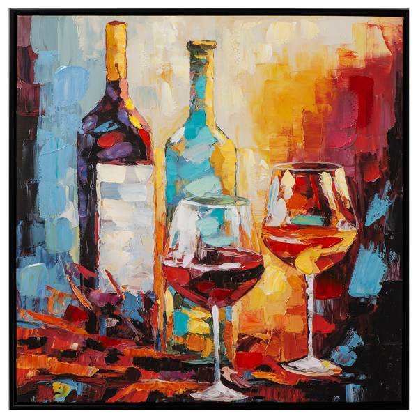 Leinwandbild Geselligkeit Multicolor - Mischgewebe - Tanne - 63 x 63 x 4.5 cm