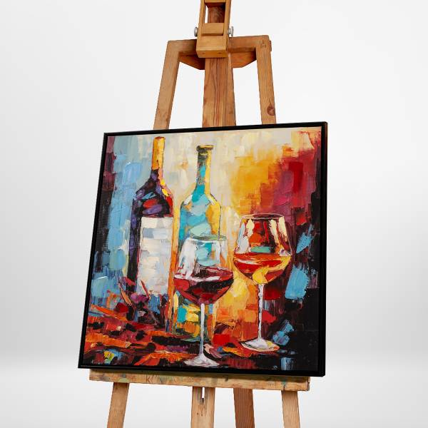 Leinwandbild Geselligkeit Multicolor - Mischgewebe - Tanne - 63 x 63 x 4.5 cm