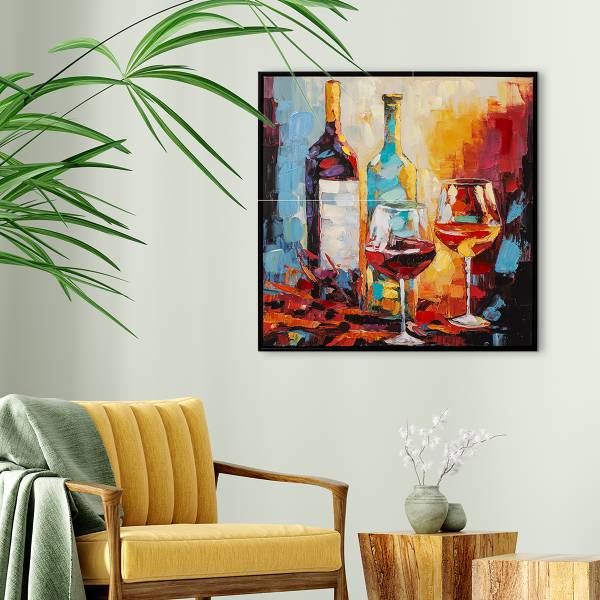 Leinwandbild Geselligkeit Multicolor - Mischgewebe - Tanne - 63 x 63 x 4.5 cm