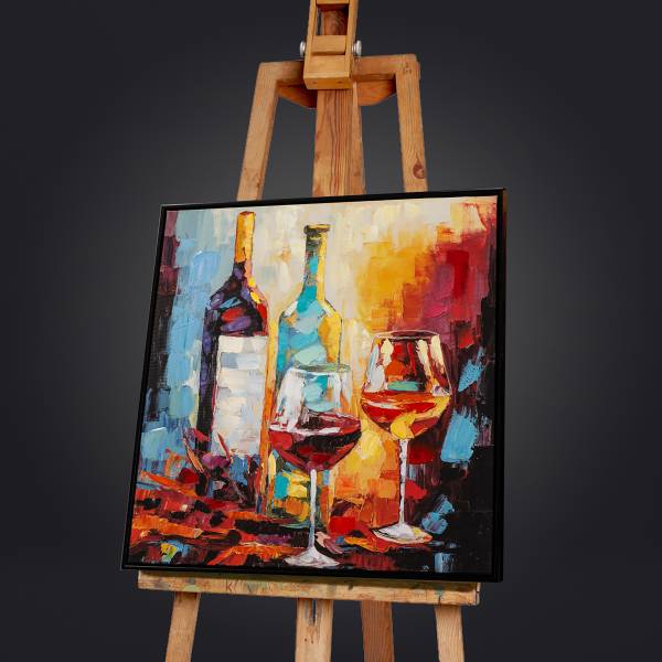 Leinwandbild Geselligkeit Multicolor - Mischgewebe - Tanne - 63 x 63 x 4.5 cm