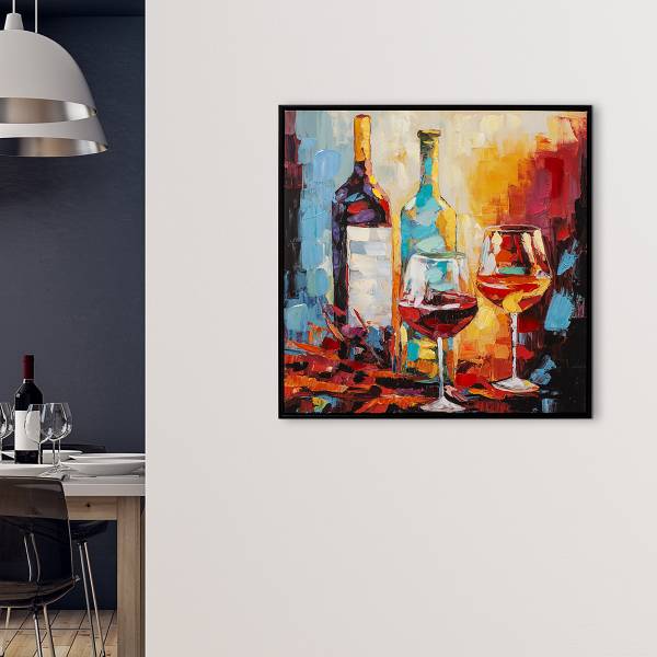 Leinwandbild Geselligkeit Multicolor - Mischgewebe - Tanne - 63 x 63 x 4.5 cm