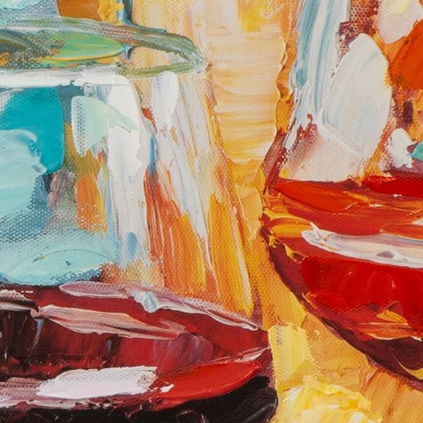 Leinwandbild Geselligkeit Multicolor - Mischgewebe - Tanne - 63 x 63 x 4.5 cm