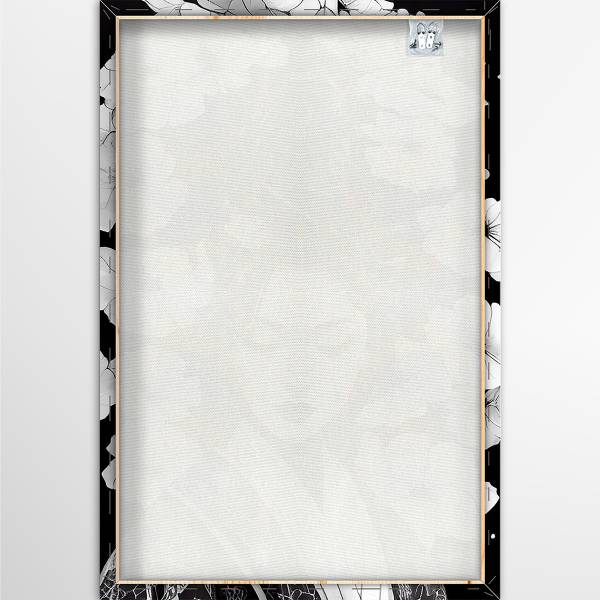 Leinwandbild Asia Lotus Schwarz - Weiß - Mischgewebe - Pinie - 80 x 120 x 3.1 cm