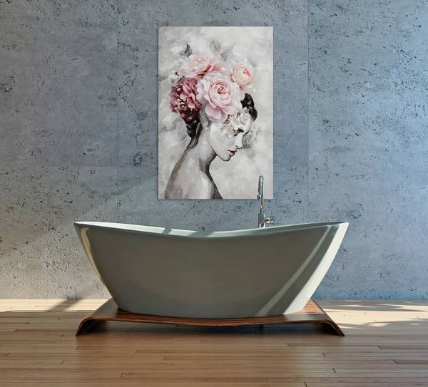 Leinwandbild Schönheit mit zarten Blumen Multicolor - Mischgewebe - Tanne - 80 x 120 x 3.7 cm