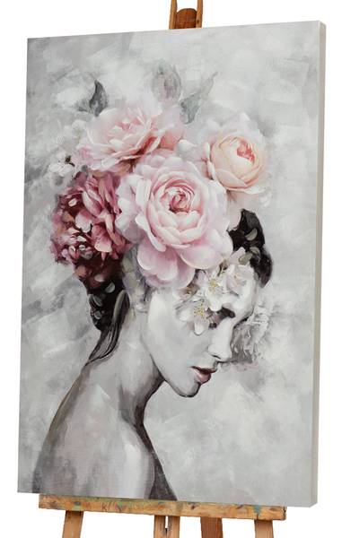 Leinwandbild Schönheit mit zarten Blumen Multicolor - Mischgewebe - Tanne - 80 x 120 x 3.7 cm