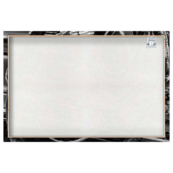 Leinwandbild Oldtimer Lenkrad Schwarz - Weiß - Mischgewebe - Pinie - 80 x 120 x 3.1 cm