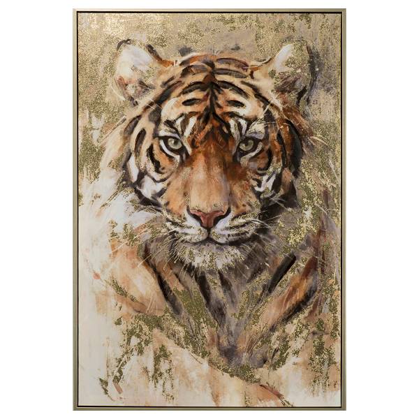 Canvas afbeelding Young Tiger meerdere kleuren - mixweefsel - pijnboomhout - 63 x 93 x 3.7 cm