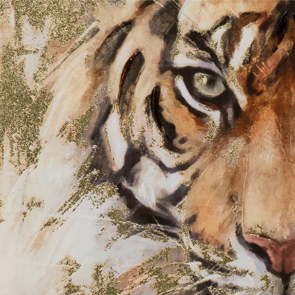 Canvas afbeelding Young Tiger meerdere kleuren - mixweefsel - pijnboomhout - 63 x 93 x 3.7 cm