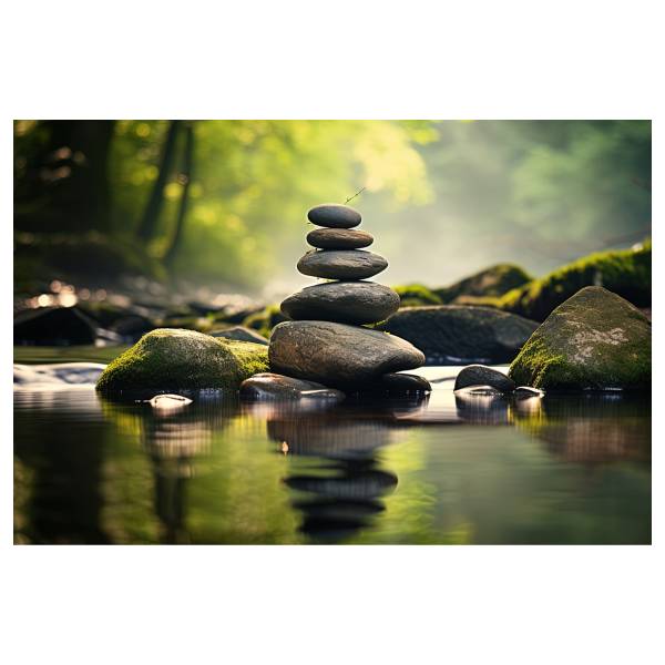 Leinwandbild Zen Relaxation Multicolor - Mischgewebe - Pinie - 80 x 120 x 3.1 cm