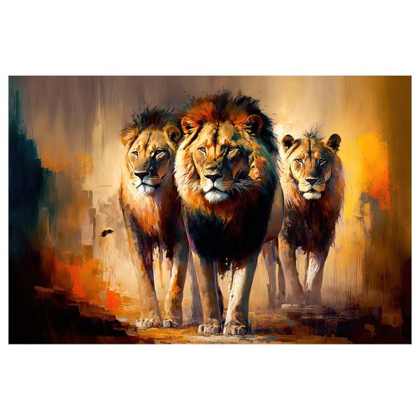 Leinwandbild Wild Safari Multicolor - Mischgewebe - Pinie - 80 x 120 x 3.1 cm