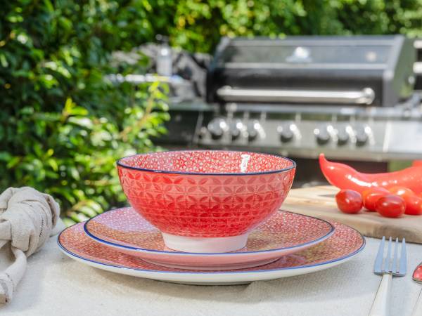 Kombiservice Mediterran Rot 16-teilig Steinzeug