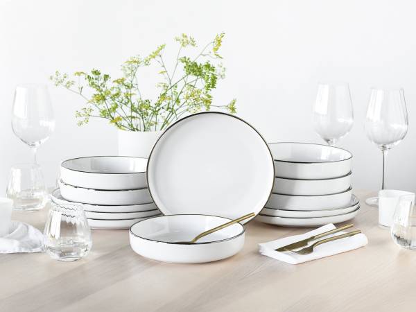 Tafelservice Nordic Festive 12-teilig Steinzeug - Weiß