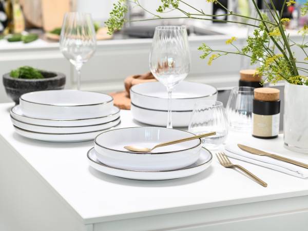 Tafelservice Nordic Festive 12-teilig Steinzeug - Weiß