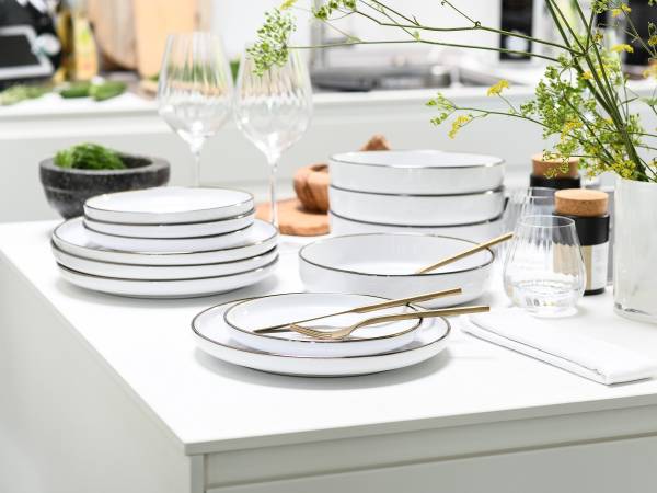 Tafelservice Nordic Festive 12-teilig Steinzeug - Weiß