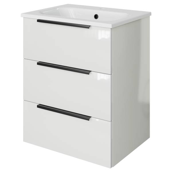 Einzelwaschtisch 6110 Variante B Weiß - Breite: 64 cm