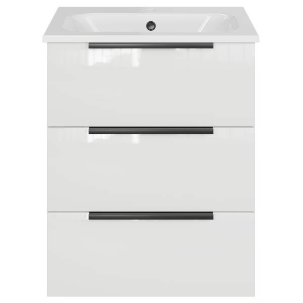 Einzelwaschtisch 6110 Variante B Weiß - Breite: 64 cm