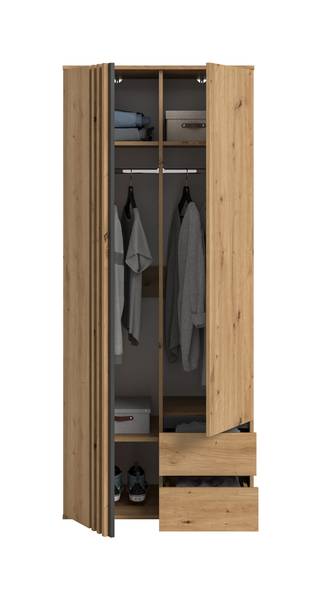 Armadio battente Tofta effetto rovere - Con cassetti