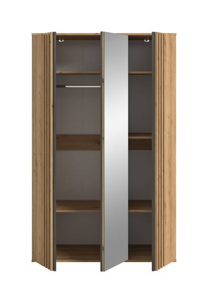 Armadio battente Tofta con specchio effetto rovere