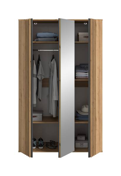 Armadio battente Tofta con specchio effetto rovere