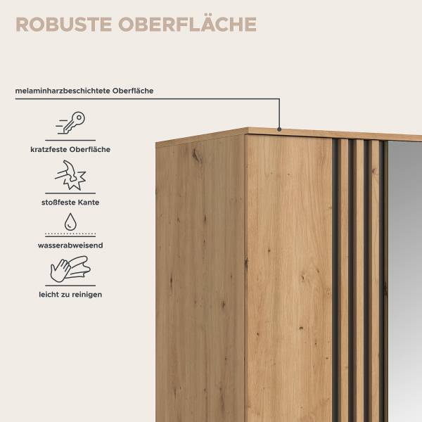 Armadio battente Tofta con specchio effetto rovere