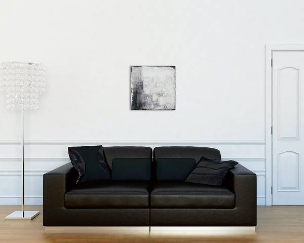 Leinwandbild Abstrakte Komposition Grau Leinwand / Tanne massiv - Mehrfarbig