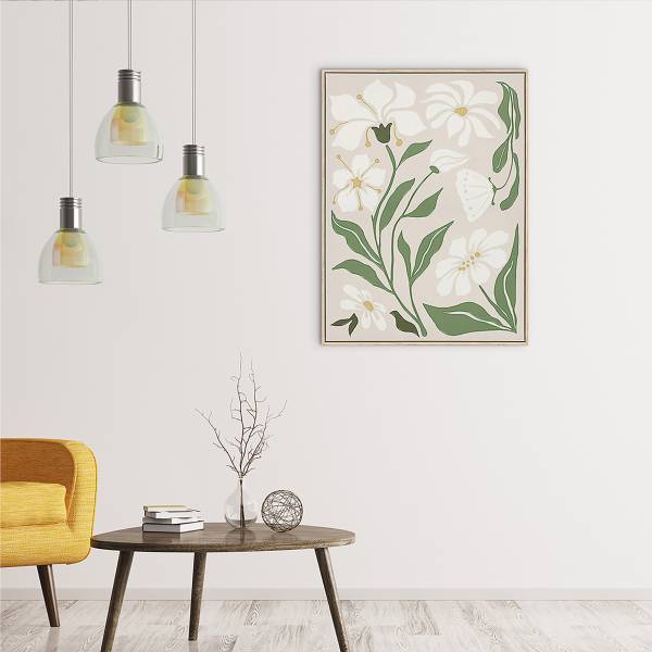 Bild Natural Flowers Typ B Leinwand - Beige / Grün