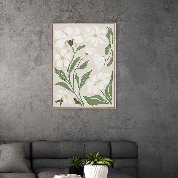 Bild Natural Flowers Typ B Leinwand - Beige / Grün