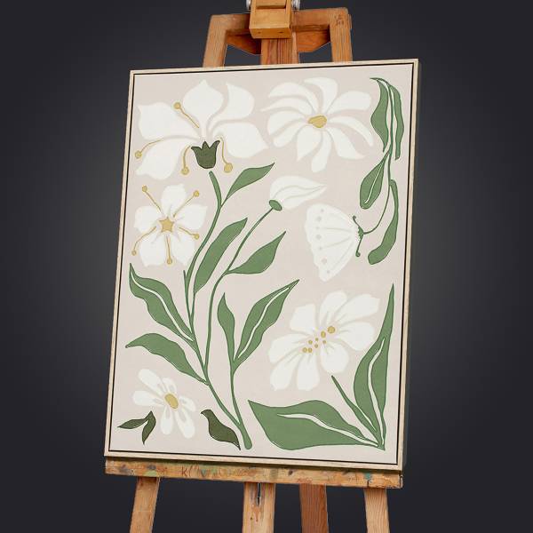 Bild Natural Flowers Typ B Leinwand - Beige / Grün