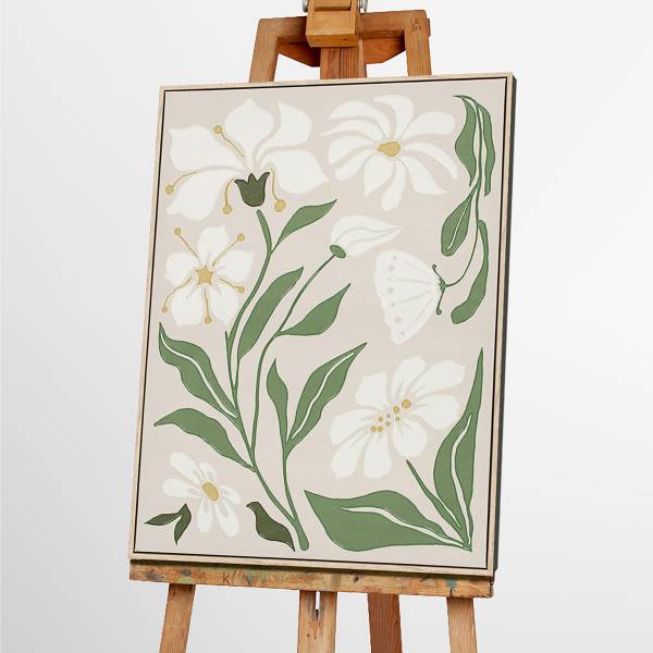 Bild Natural Flowers Typ B Leinwand - Beige / Grün