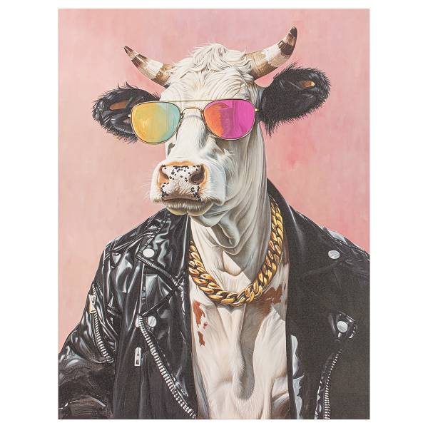 Image toile Bull easy habillé cool Toile en pin massif - noir et blanc / rose / fuchsia
