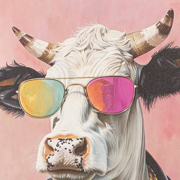 Image toile Bull easy habillé cool Toile en pin massif - noir et blanc / rose / fuchsia