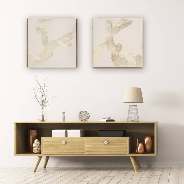 Bild Golden Swirl Typ A Leinwand - Beige