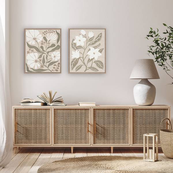 Afbeelding Quiet Blossomity type A canvas - beige/groen