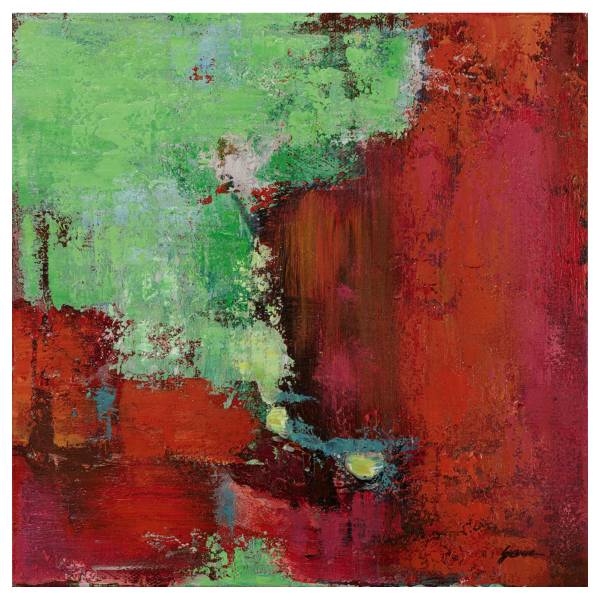 Leinwandbild Kontraste in Rot und Grün Leinwand / Tanne massiv - Rot / Grün