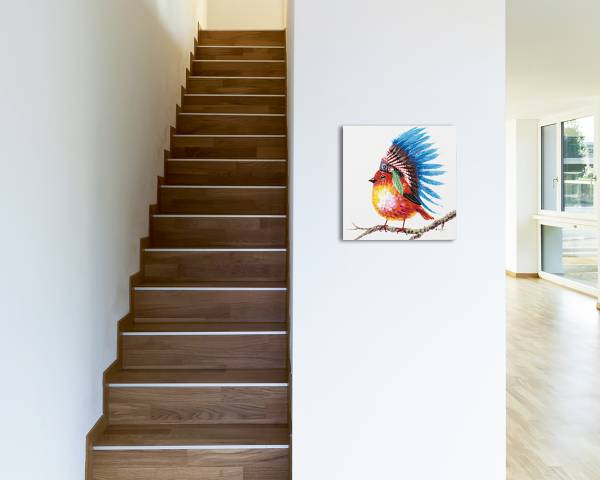 Canvas afbeelding Indian bird canvas/massief sparrenhout - meerdere kleuren