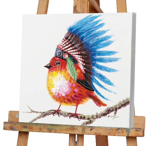 Canvas afbeelding Indian bird canvas/massief sparrenhout - meerdere kleuren