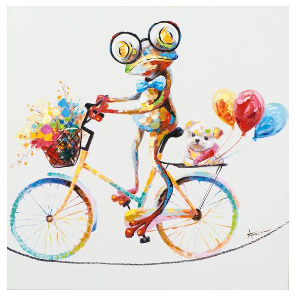 Leinwandbild Neugieriger Frosch Leinwand / Tanne massiv - Mehrfarbig