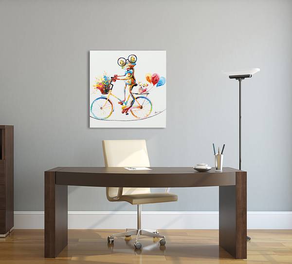 Leinwandbild Neugieriger Frosch Leinwand / Tanne massiv - Mehrfarbig