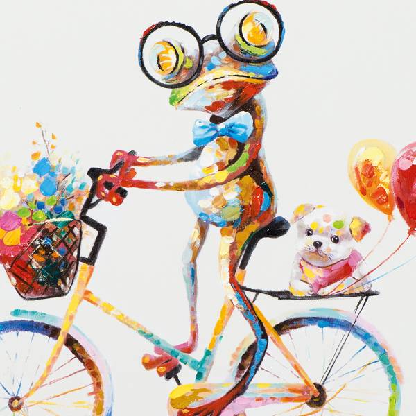 Leinwandbild Neugieriger Frosch Leinwand / Tanne massiv - Mehrfarbig