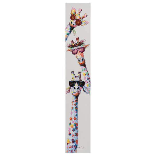 Leinwandbild Lustige Giraffen Leinwand / Tanne massiv - Mehrfarbig