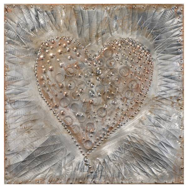 Canvas afbeelding A heart of gold canvas/massief sparrenhout - goud/zilver