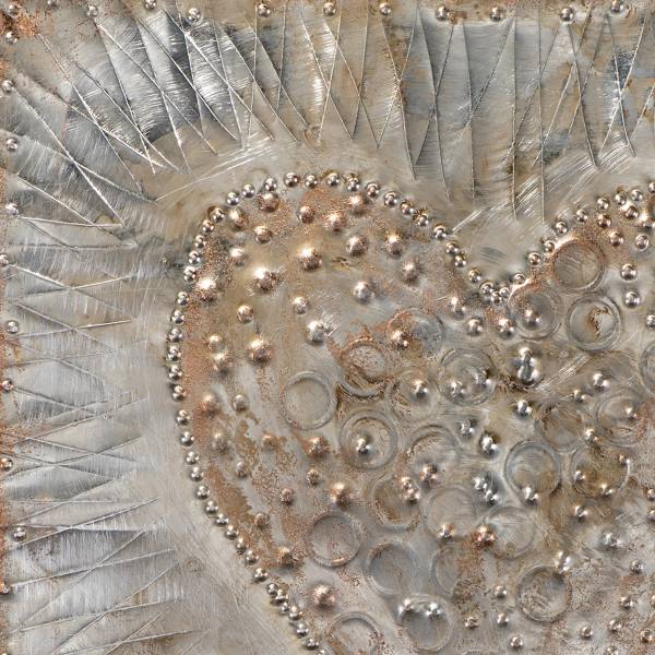 Canvas afbeelding A heart of gold canvas/massief sparrenhout - goud/zilver