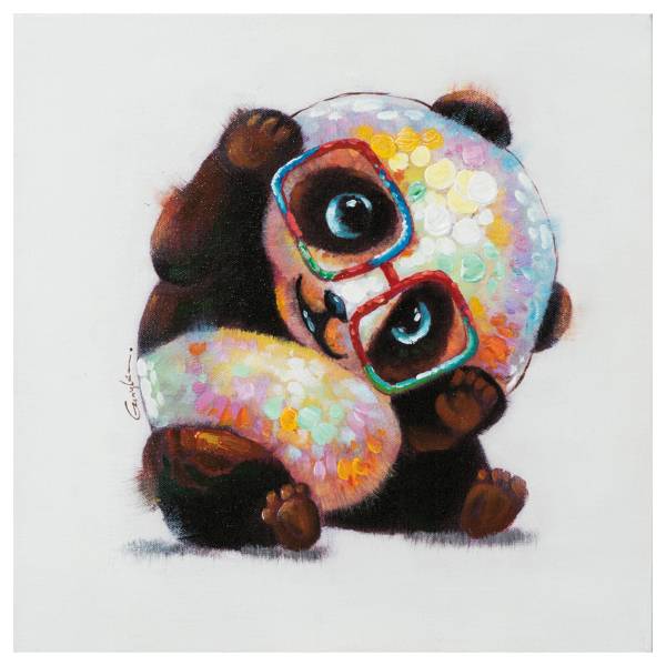 Leinwandbild Panda Bär Baby Poo Leinwand / Tanne massiv - Mehrfarbig