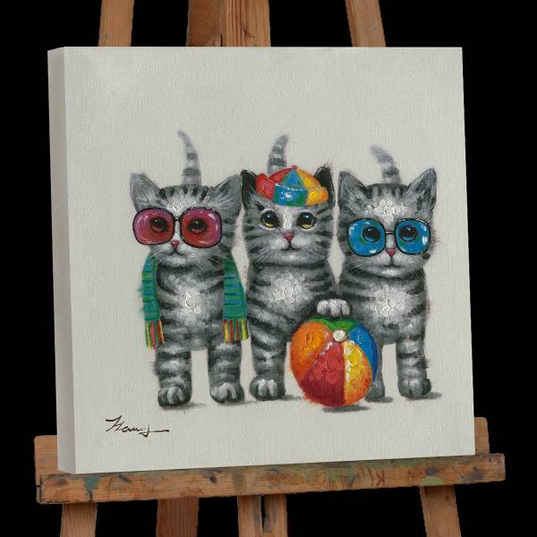 Canvas afbeelding Coole cats kids canvas/massief sparrenhout - meerdere kleuren