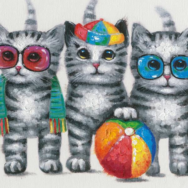 Canvas afbeelding Coole cats kids canvas/massief sparrenhout - meerdere kleuren
