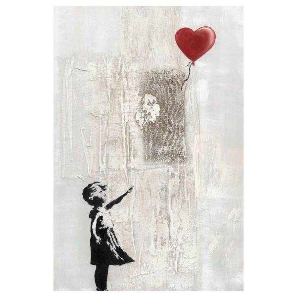 Leinwandbild Love Balloon Girly Leinwand / Pinie massiv - Beige